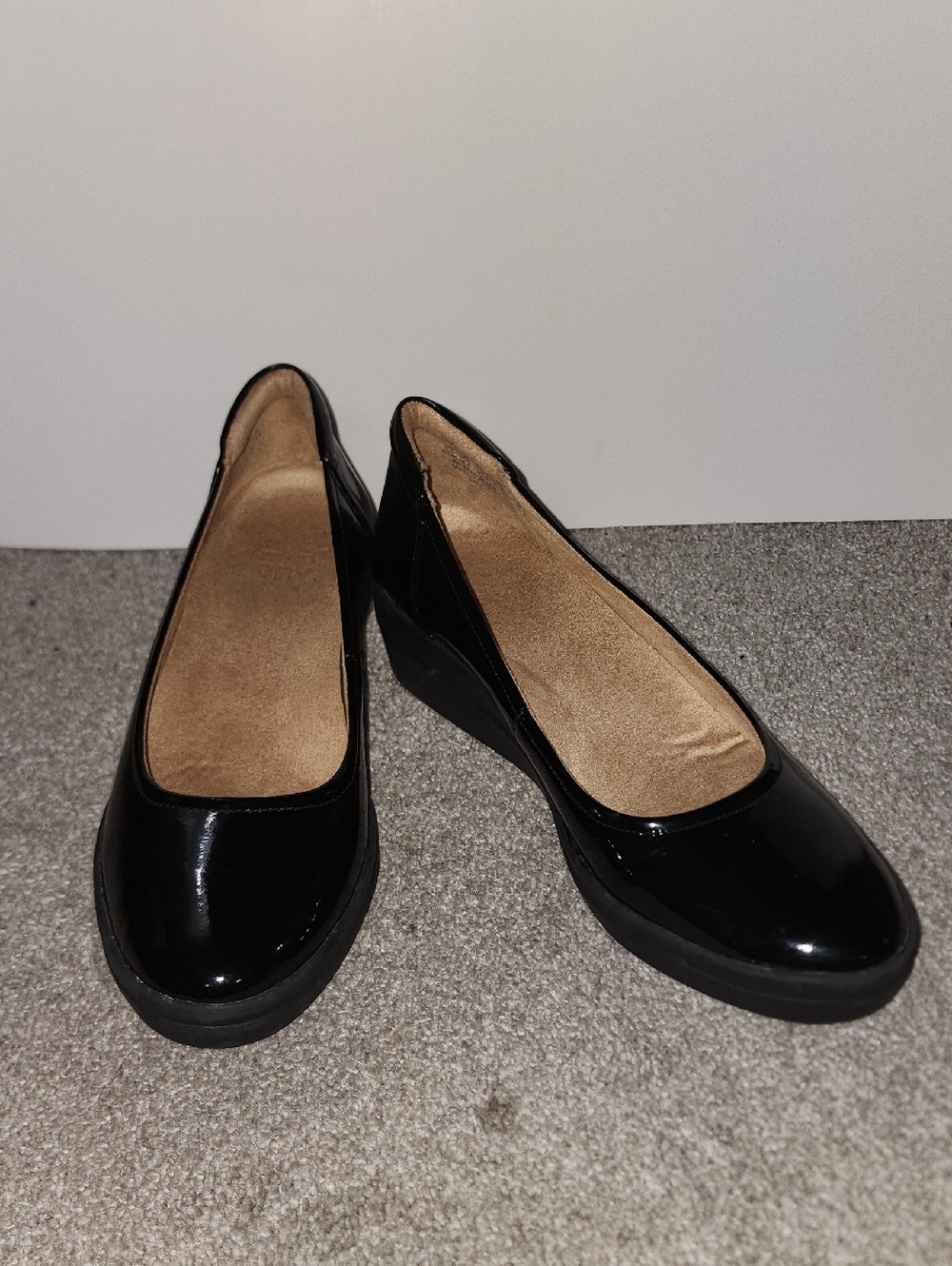 Wide Fit. Naturalizer Black Patent Leather Slip-On Ballet Flats